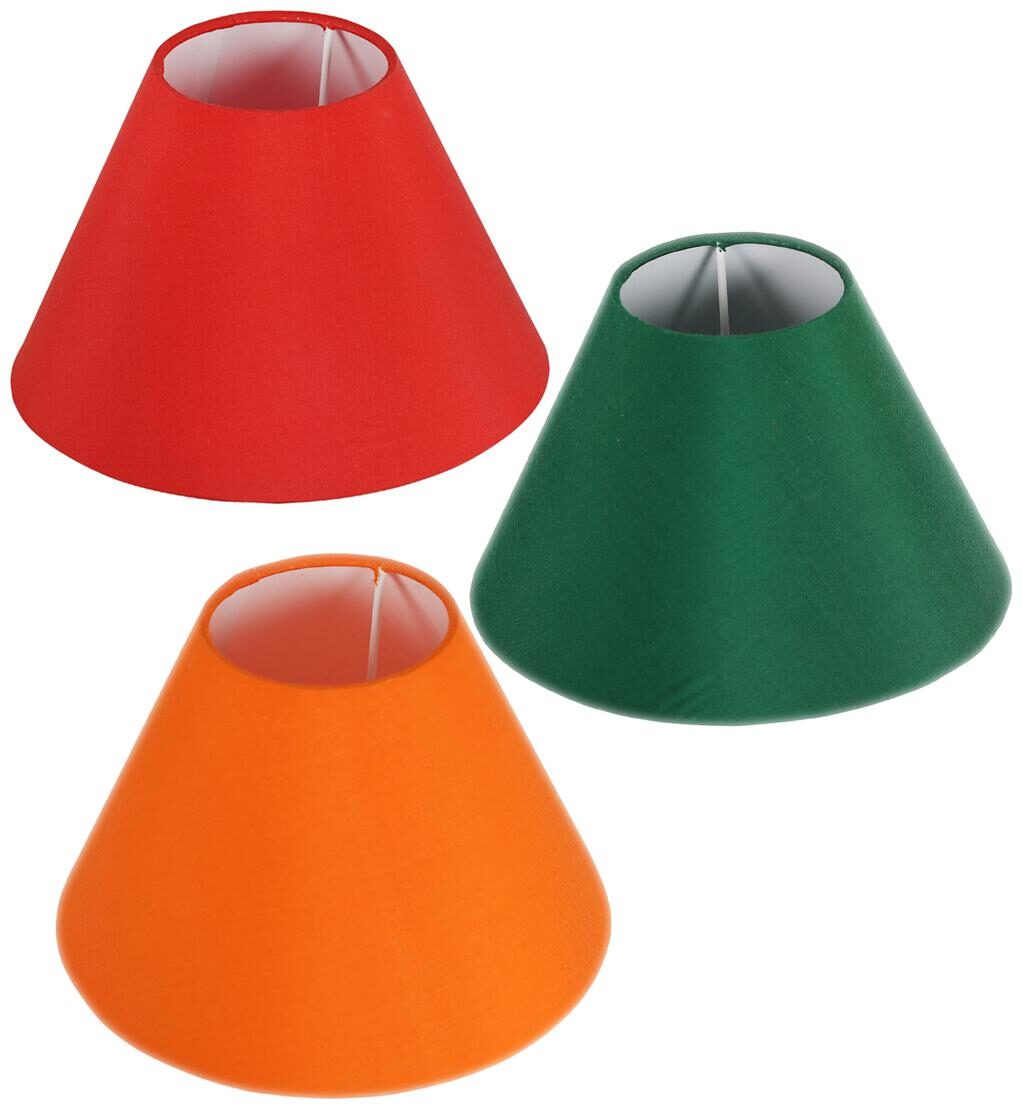 

VarEesha Hand Made Red Orange and Green 8 inch Three Lamps Shade Combo