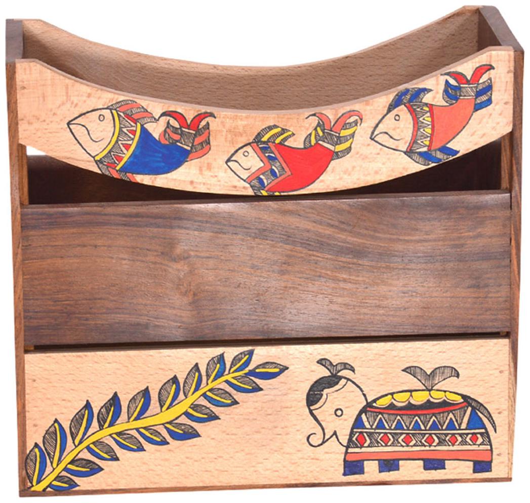 

VarEesha Hand painted Wooden Magazine Holder
