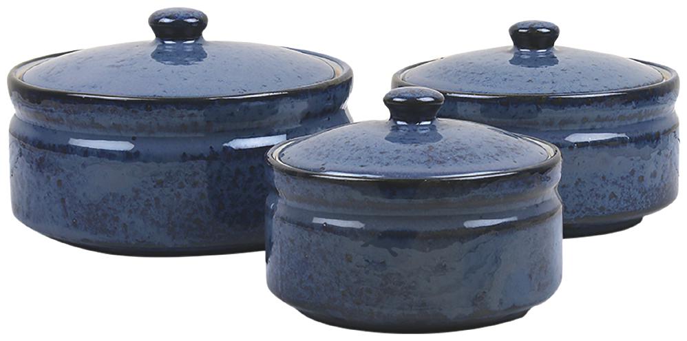 

VarEesha Inky Blue Serving Bowls with Lids Set of Three