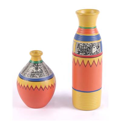 

VarEesha Madhubani Terracotta Pots Set-2 pcs