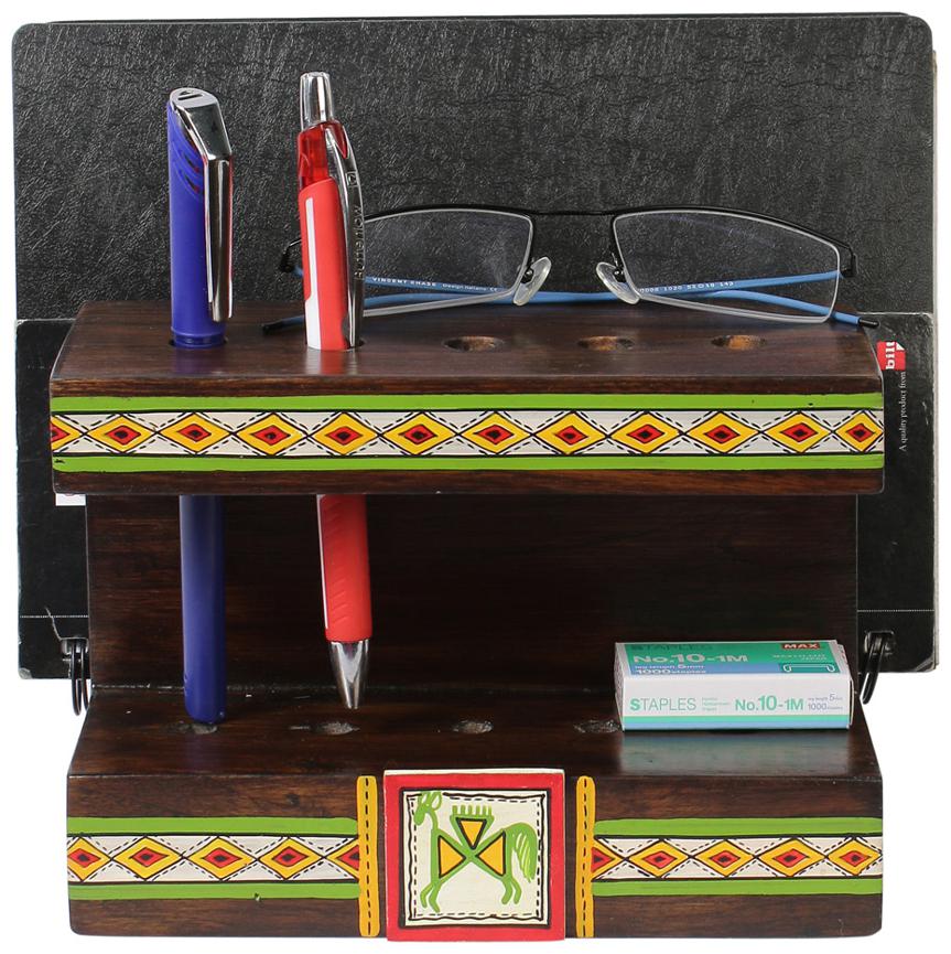 

VarEesha Mango Wood Warli Book Holder cum Pen Stand