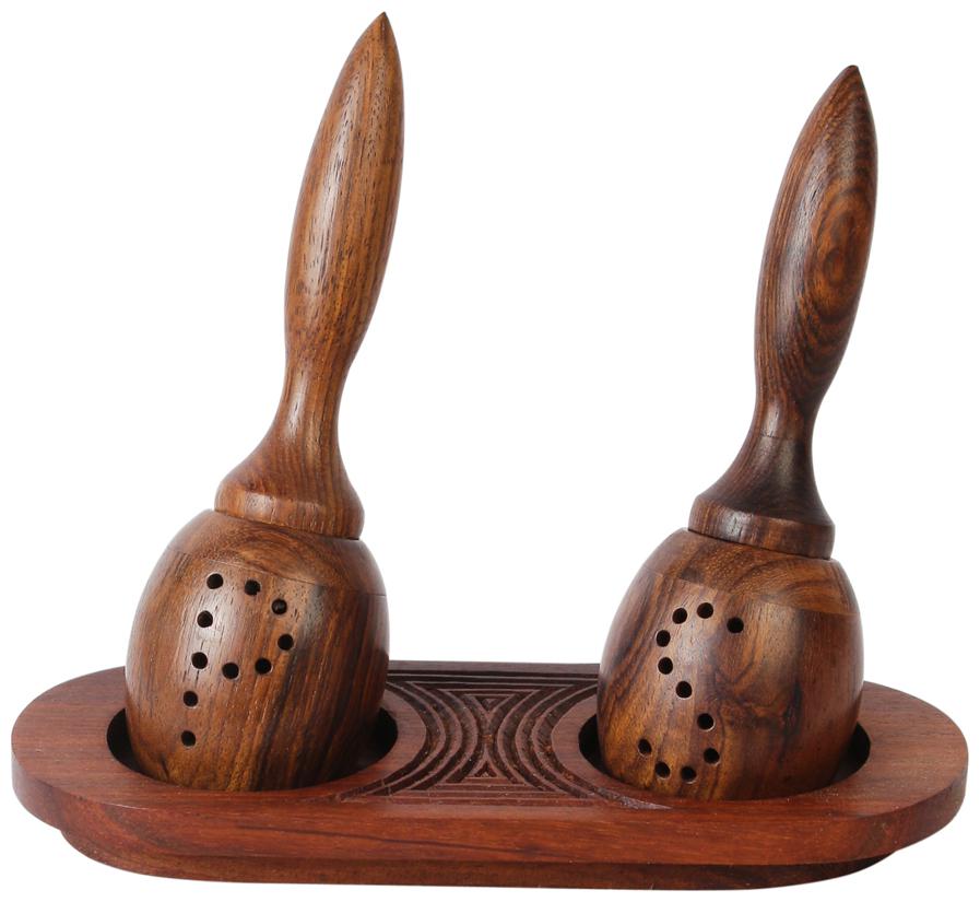 

VarEesha Sheesham Wood Salt n Pepper Shakers Set with Tray