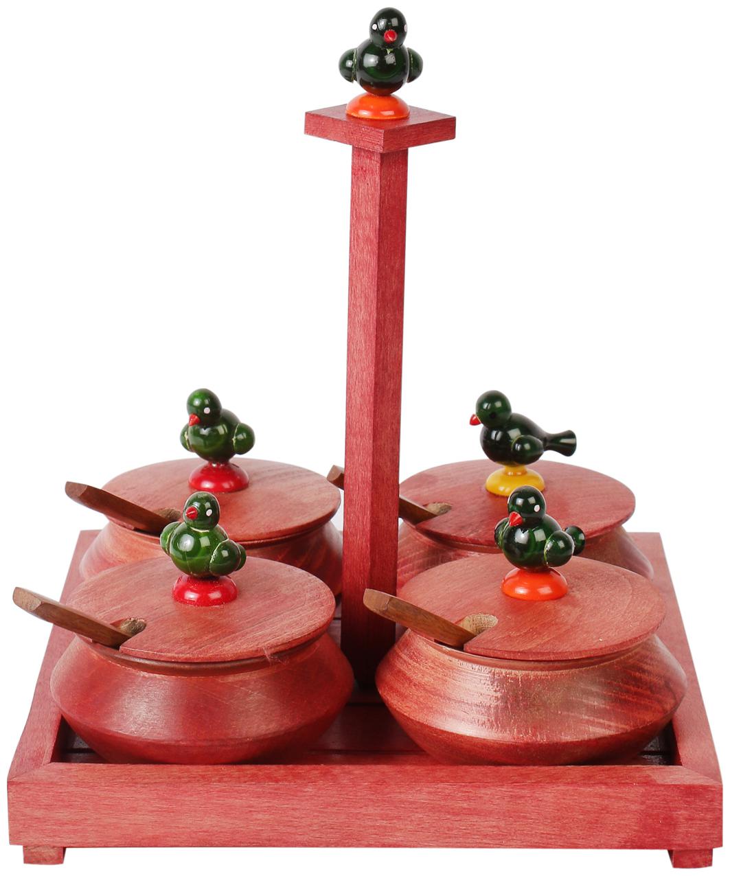 

VarEesha Wooden Handis with Tray Set for Dry Fruits Mouth Fresheners