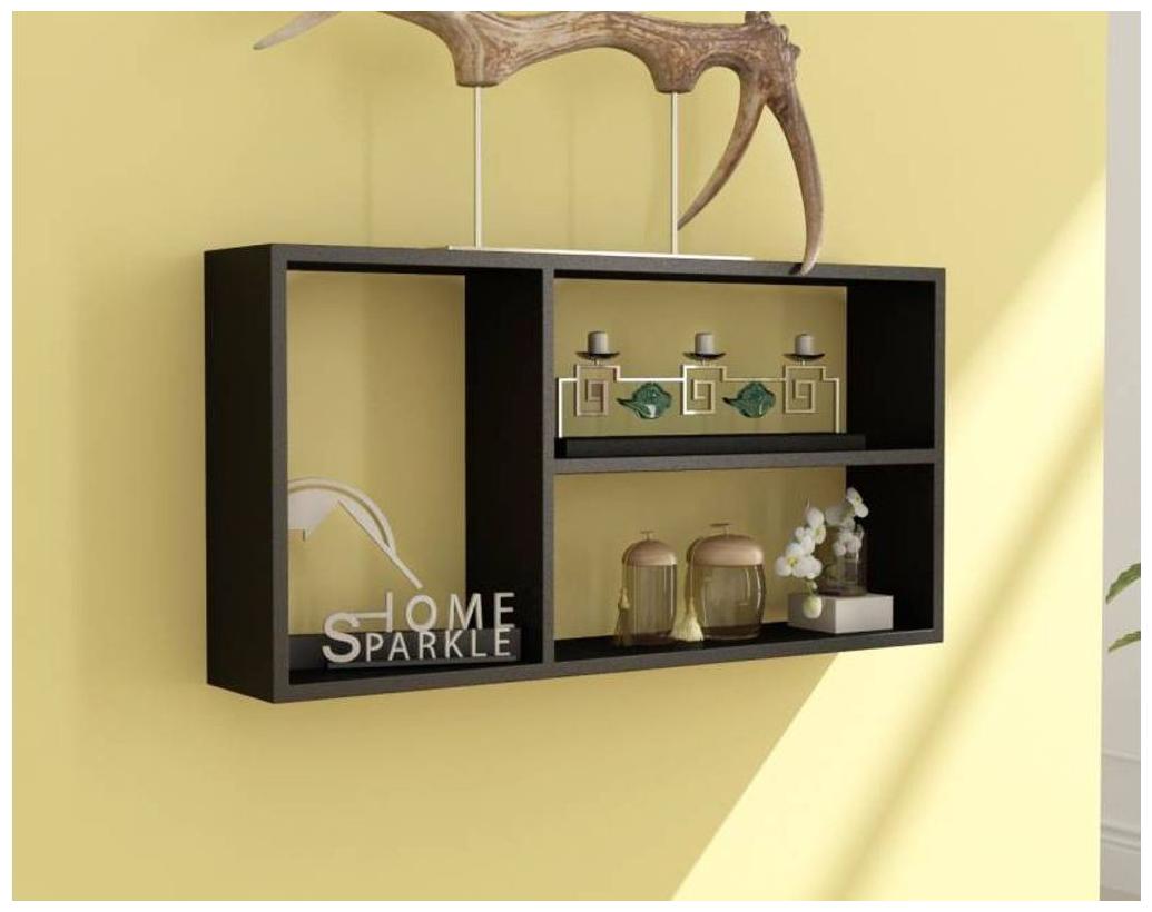 VAS Collection Home Rectangle Shaped Wall Shelf MDF Wall Shelf Number of Shelves 1, Black