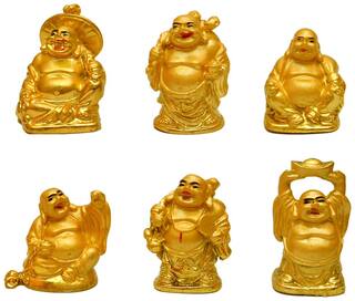 Buy Vastu Art Vastu Feng Shui Golden Set Of Laughing Buddha 6