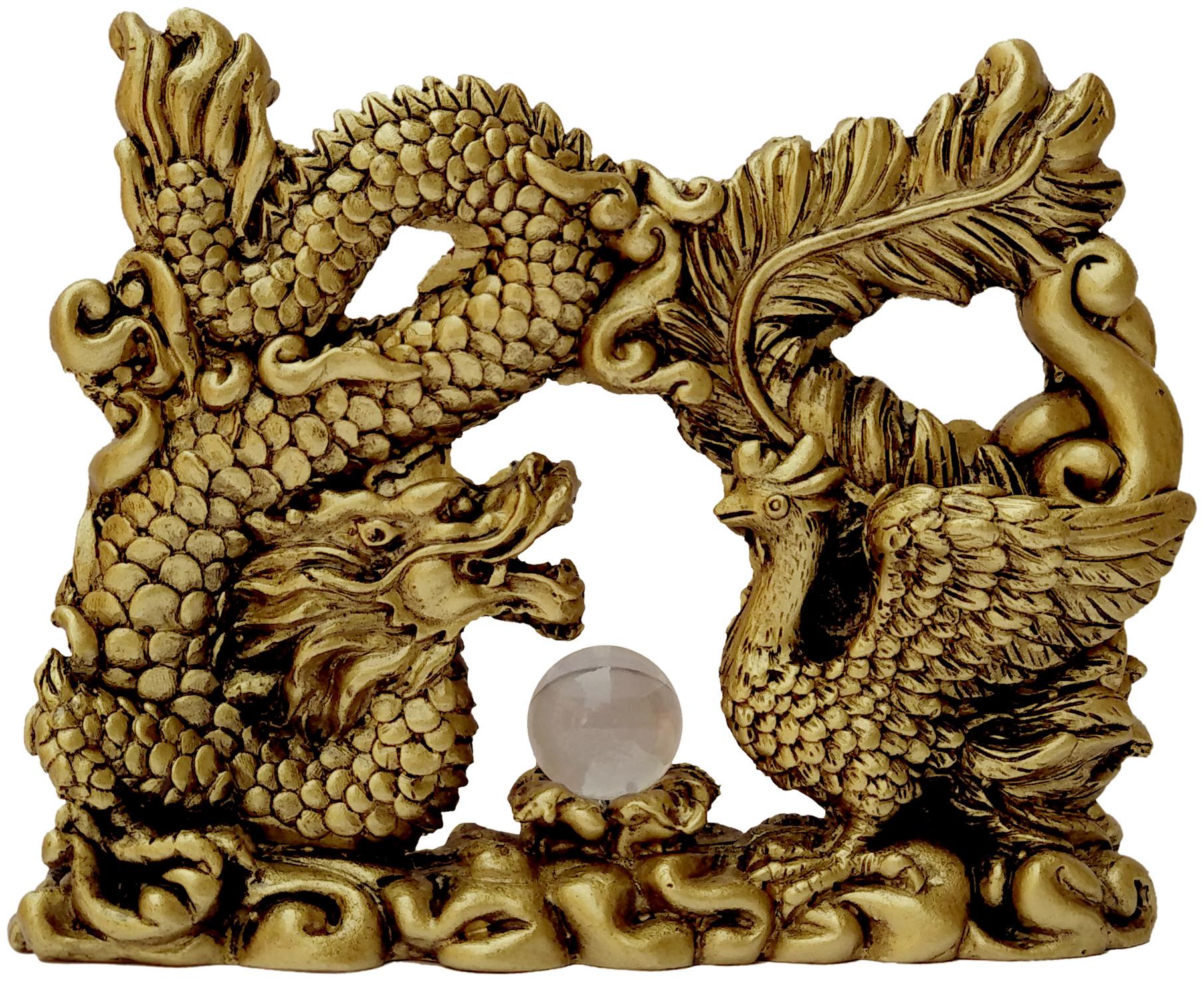 

Vastu Art Vastu Feng Shui Dragon and Phoenix With Crystal Ball For Harmoney In Marriage Love Happyness Bring Prosperity In Life