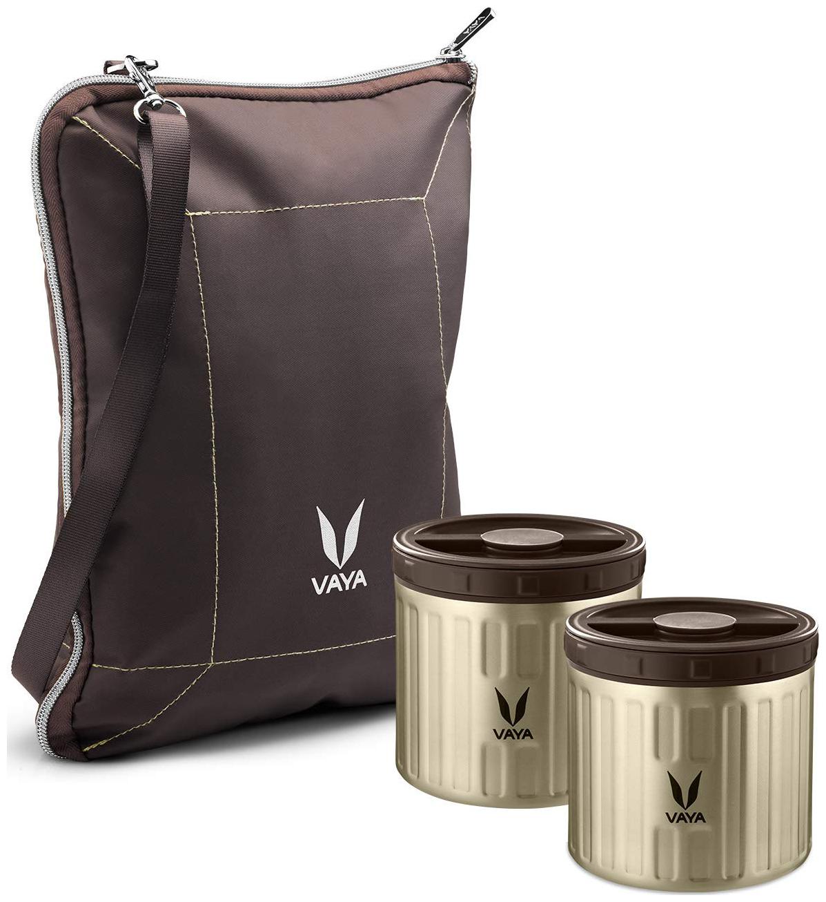 

Vaya Preserve 600 ml Graphite - Vacuum Insulated Stainless Steel Meal Container with BagMat Portable Lunch Box 2 x 300 ml 2 Containers Lunch Box