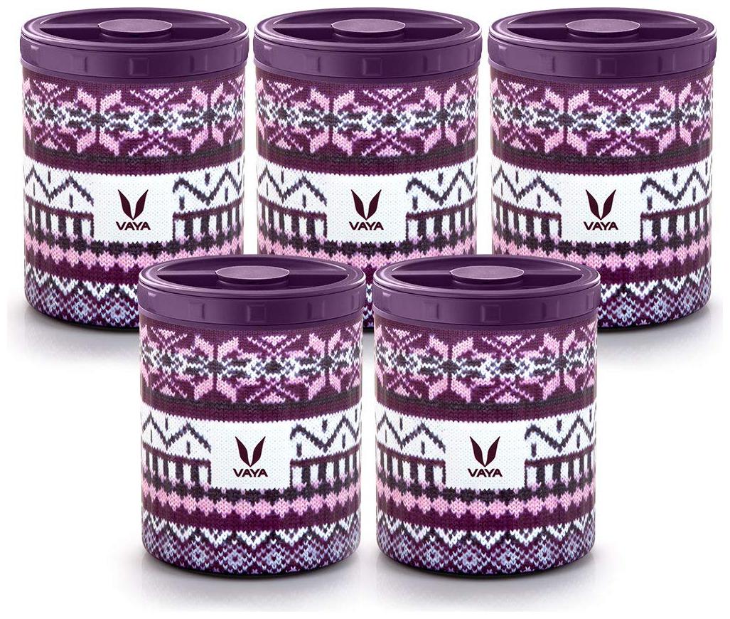 

Vaya Preserve 2500 Ml Vacuum Insulated Stainless Steel Kitchen Storage Containers Canister Set 5 X 500 Ml