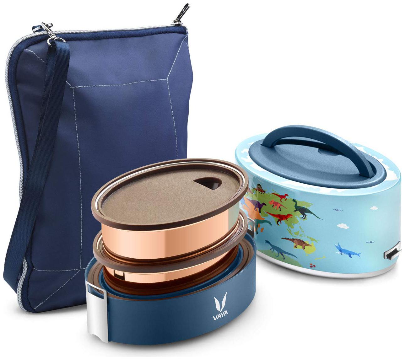 

Vaya Tyffyn Stainless Steel Lunch Box With Bagmat - Copper-Finished 600ml
