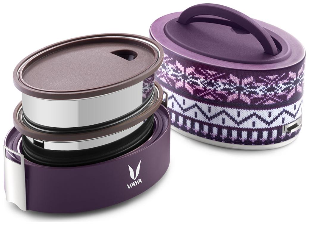 

Vaya Tyffyn 600ml Wool Lunch Box without BagMat - Polished Stainless Steel 2-Container Tiffin Box