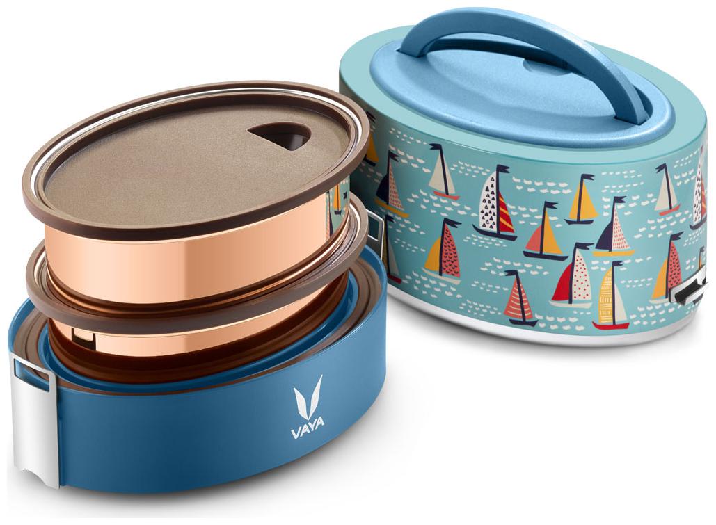 

Vaya Tyffyn Copper-Finished Stainless Steel Lunch Box without Bagmat 600 ml 2 Containers Sail