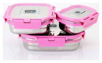 

Veigo Lock N Steel 100 Air Tight 3 Pcs Celebration Gift Pack Pink