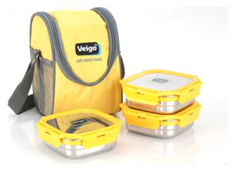 

Veigo 1 Containers Stainless steel Lunch Box - Yellow