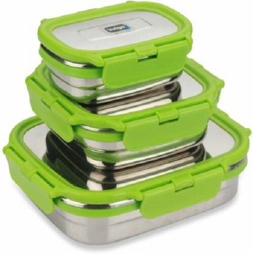 

Veigo Lock N Steel 100 Air Tight 3 Pcs Celebration 1140ML Gift Pack 3 Containers Lunch Box Celebration Pack - Green - 1140ML