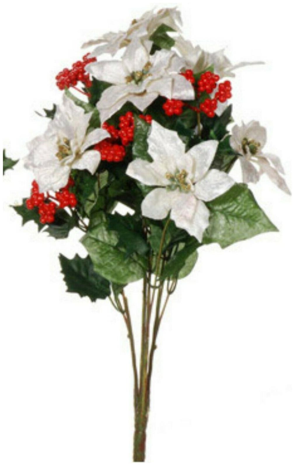 

Velvet-Look Poinsettia Bush Christmas Holiday Artificial Floral Wreaths