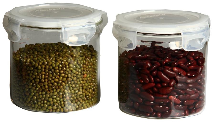 

VERTIS Set of 2 Storage Jars Borosilicate Glass Canisters with Quad Lock AirTight PP LID 500 mL Medium