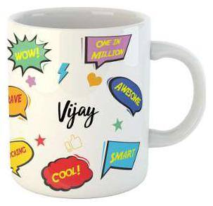 Vijay Name Printed Ceramic Coffee Mug. Best Gift For Birthday by AshvahTM