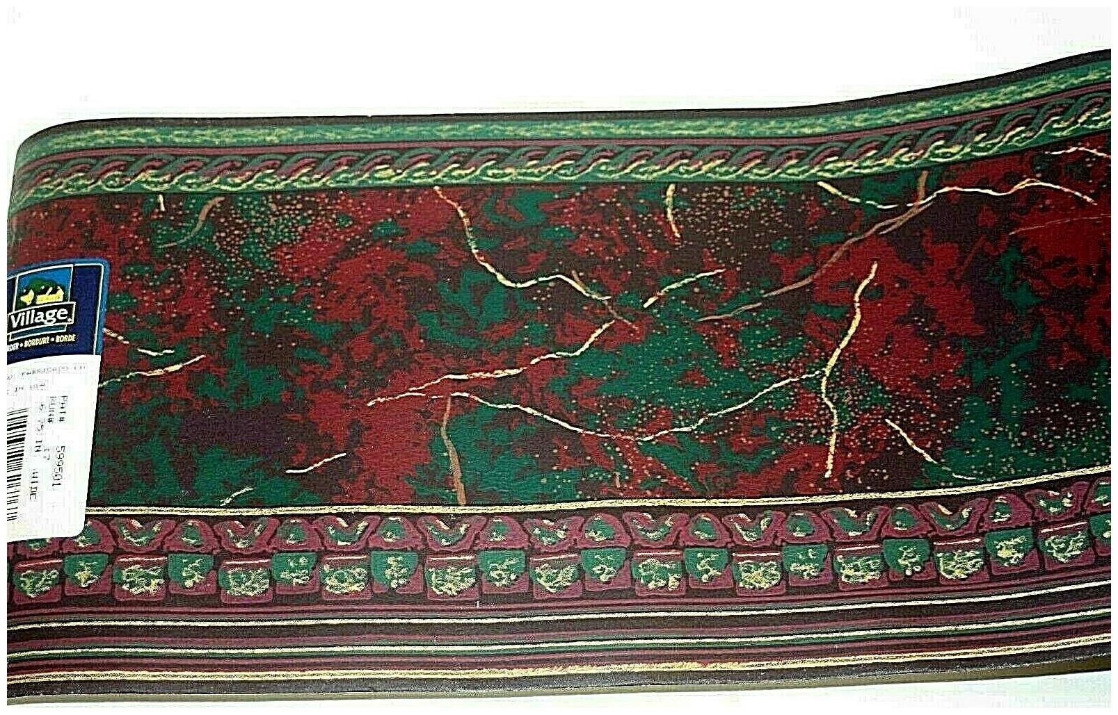 

Village Wine Green Gold Wallpaper Border 15 Ft 599501 1 Roll
