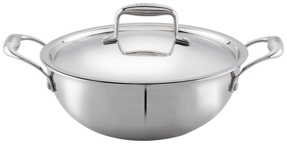 

Vinod Stainless Steel Platinum Extra Deep Kadai Induction Base 24cm 3 3 Liter Silver