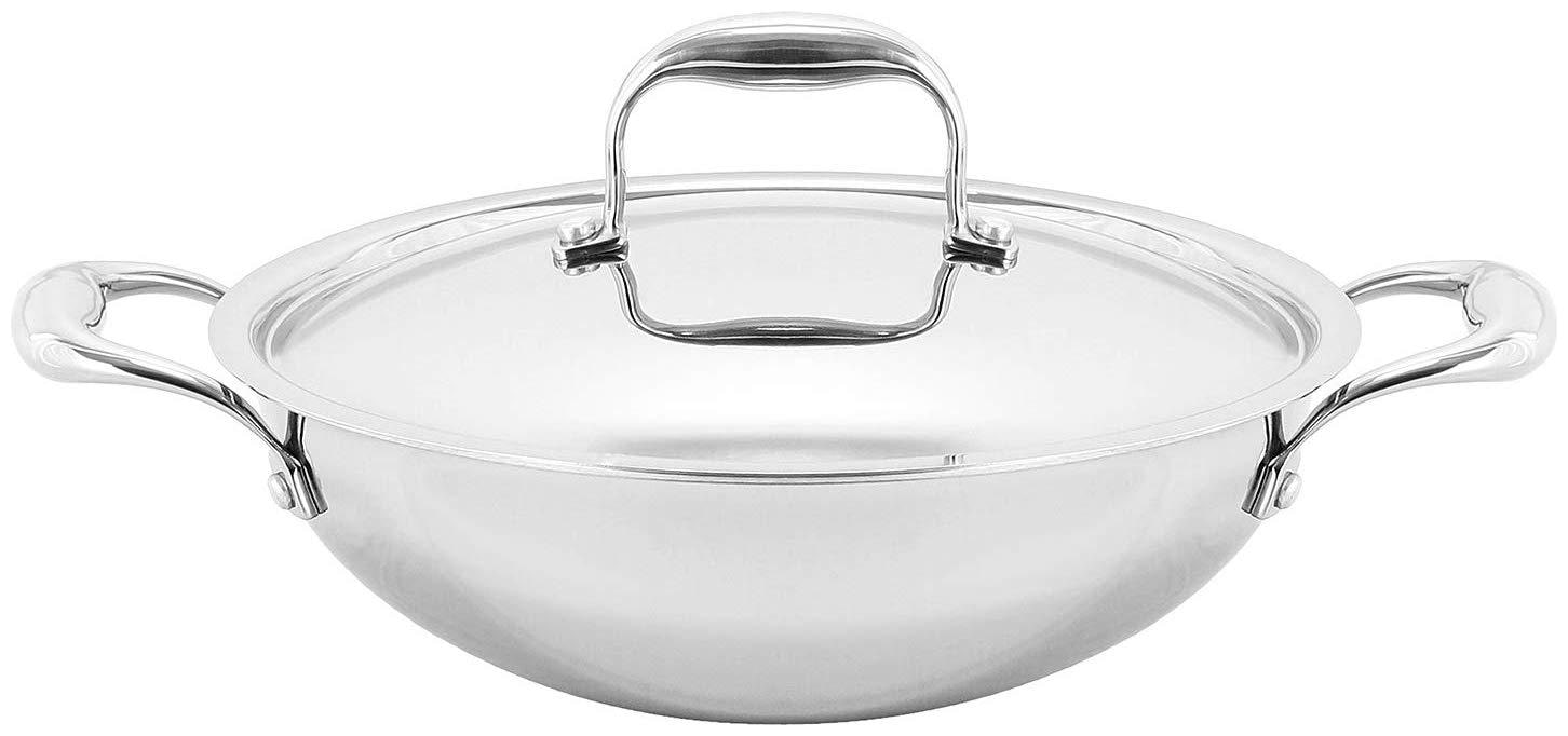 

Vinod Platinum Triply Stainless Steel Kadai with Lid 30 cm- 4 5 LTR