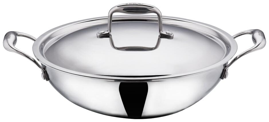 

Vinod Cookware Platinum Triply Induction Friendly Stainless Steel kadhai With Lid - 36 cm 8 ltr