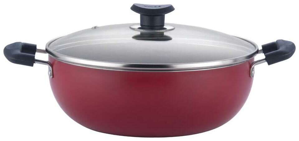 

Vinod Cookware Zest Non-Stick Deep Kadai with Glass Lid- 26 cm 4 1 L (induction Friendly)