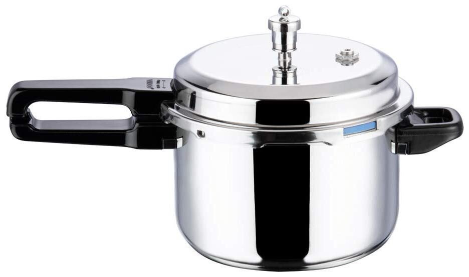 

Vinod Cookware PTPC-5 0 Stainless Steel 5 L Induction Bottom Outer Lid Pressure Cooker - Set of 1 ISI Certified