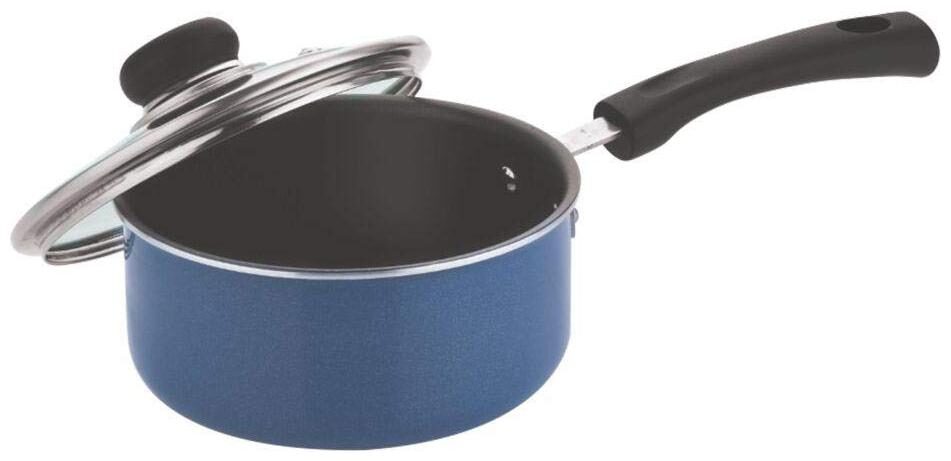 

Vinod Cookware Zest 3Mm Aluminium Non Stick Sauce Pan With Glass Lid 16 Cm 1 6 L