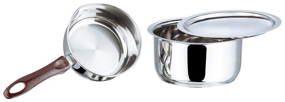 

Vinod Cookware Capsule Bottom Tope (1 8 L) with lid Regaular Saucepan (1L)(Induction Friendly)