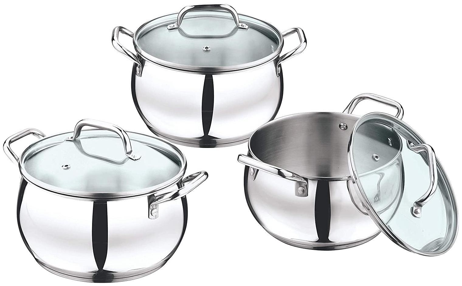 

Vinod Cookware Stainless Steel Induction Friendly Almaty Casserole with Glass Lid