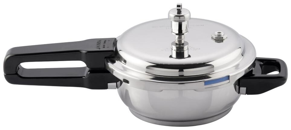 

Vinod Cookware Induction Base Stainless Steel Sandwich Bottom Outer Lid Pressure Cooker Jumbo 5 Ltr