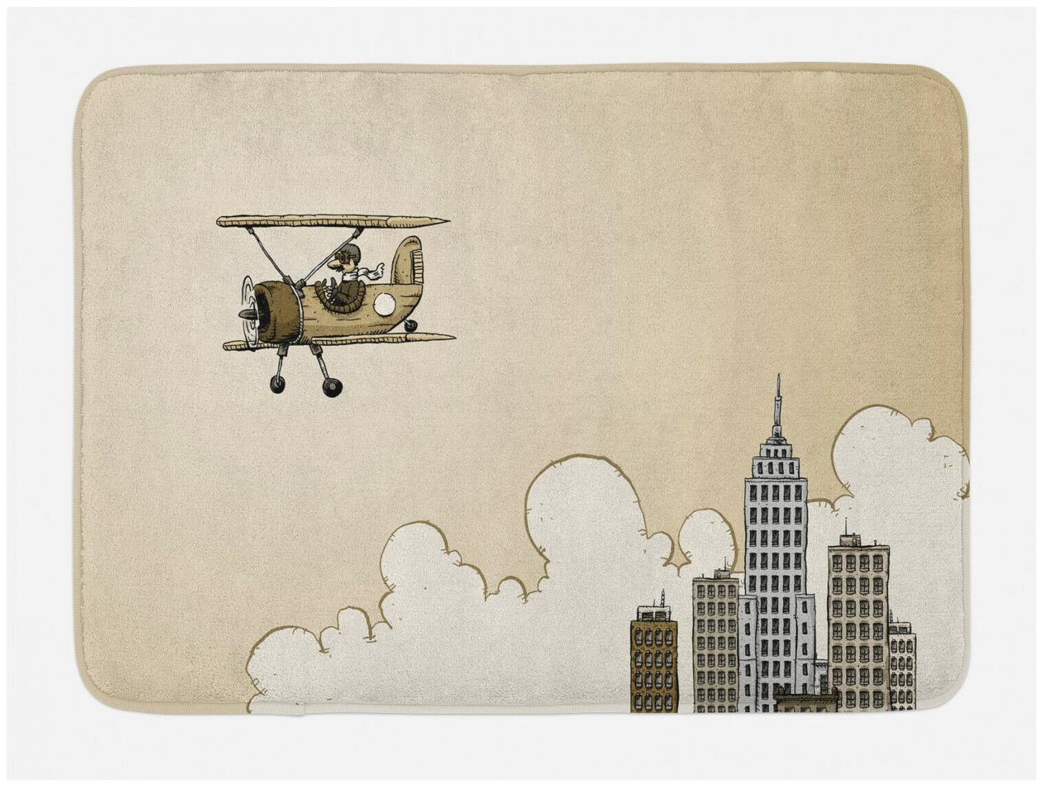 

Vintage Airplane Bath Mat Cartoon Plane Non-Slip Plush Mat 29 5 X 17 5 Inches