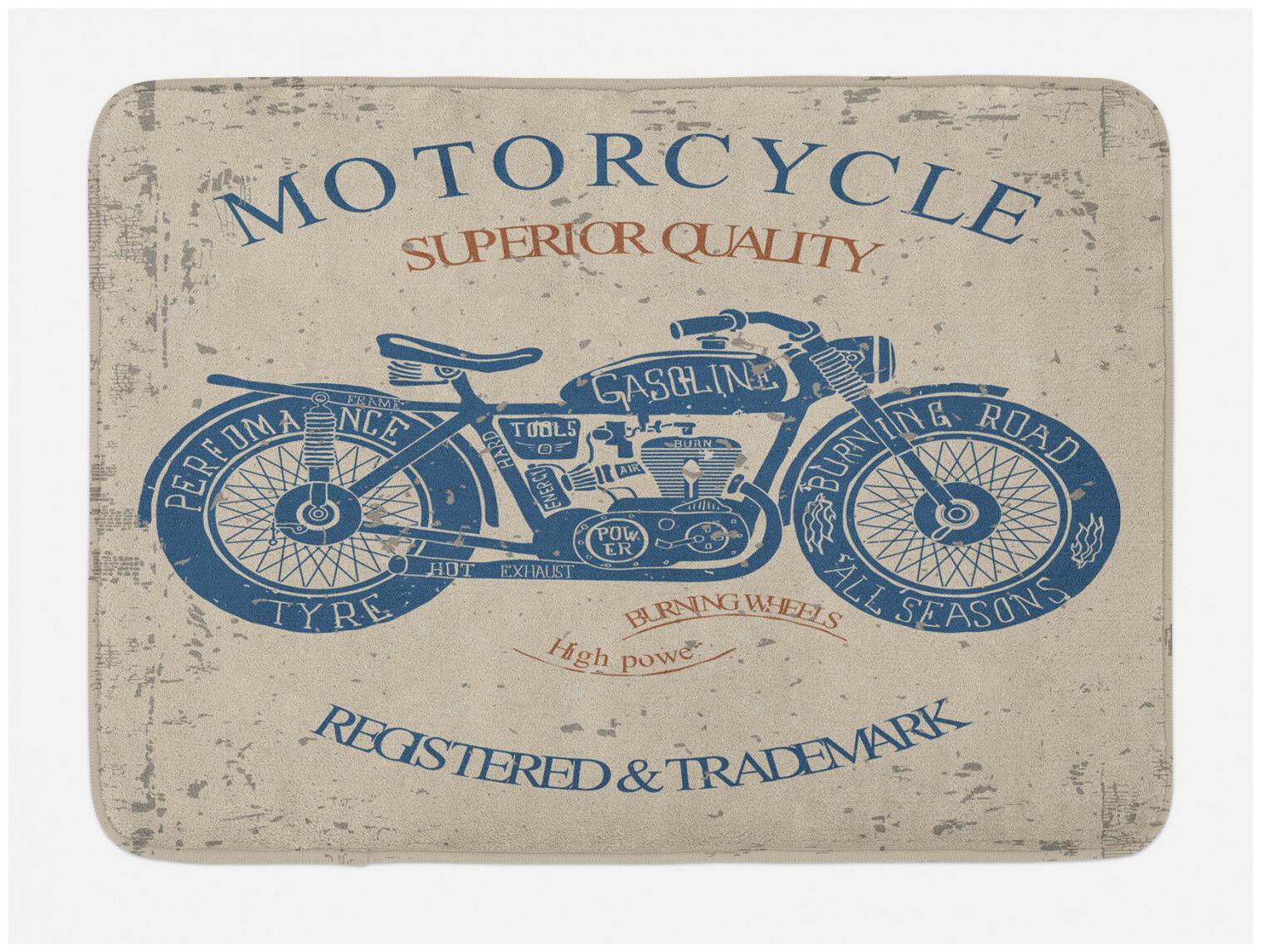 

Vintage Bath Mat Retro Chopper Rider Non-Slip Plush Mat 29 5 X 17 5 Inches