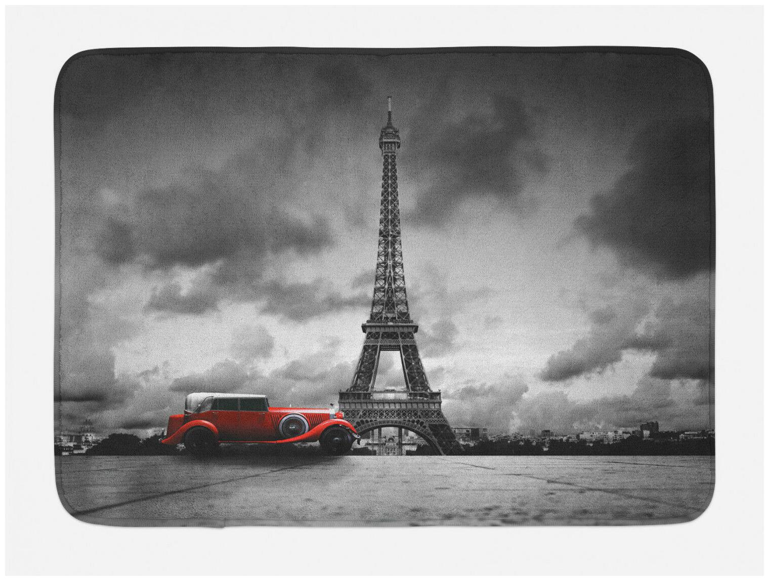 

Vintage Bath Mat French Car Dark Clouds Non-Slip Plush Mat 29 5 X 17 5 Inches