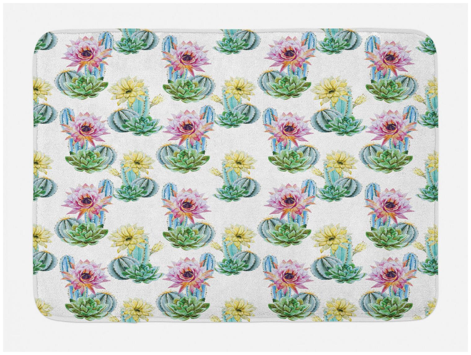 

Vintage Bath Mat Mexican Plant Cactus Non-Slip Plush Mat 29 5 X 17 5 Inches