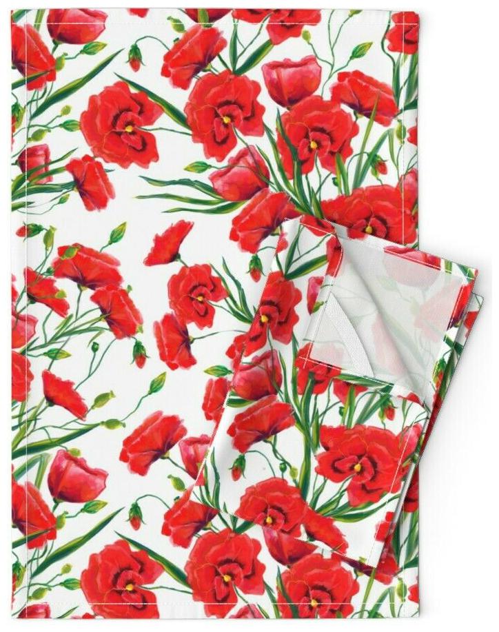 

Vintage Floral Botanical Watercolor Linen Cotton Tea Towels by Roostery Set of 2