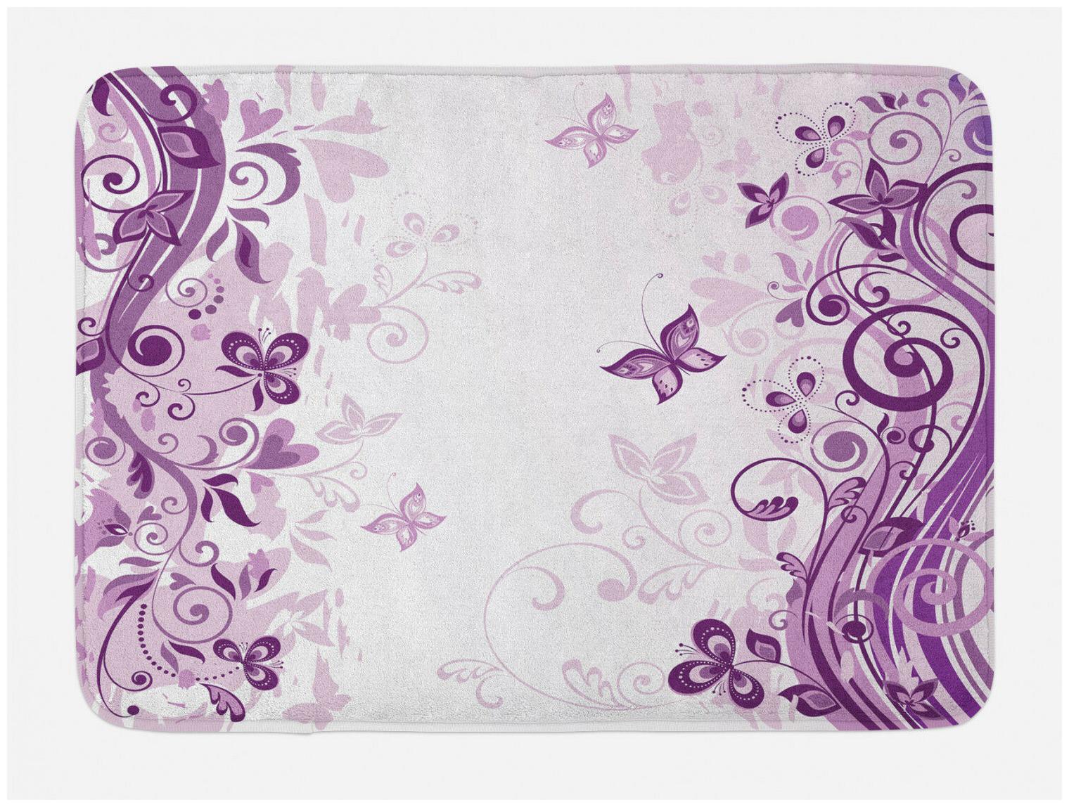 

Violet Bath Mat Swirling Flowers Wild Non-Slip Plush Mat 29 5 X 17 5 Inches