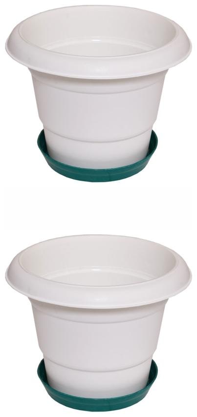 

Virgin Plastic White Planter With Plate ( Set Of 2 pcs )