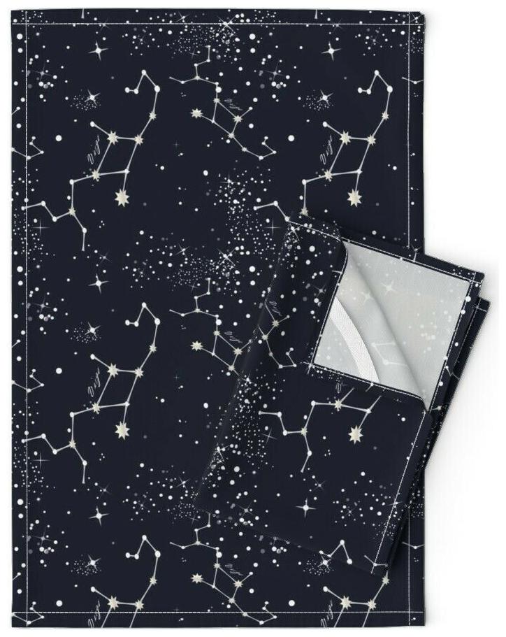

Virgo Space Star Astrology Zodiac Linen Cotton Tea Towels by Roostery Set of 2