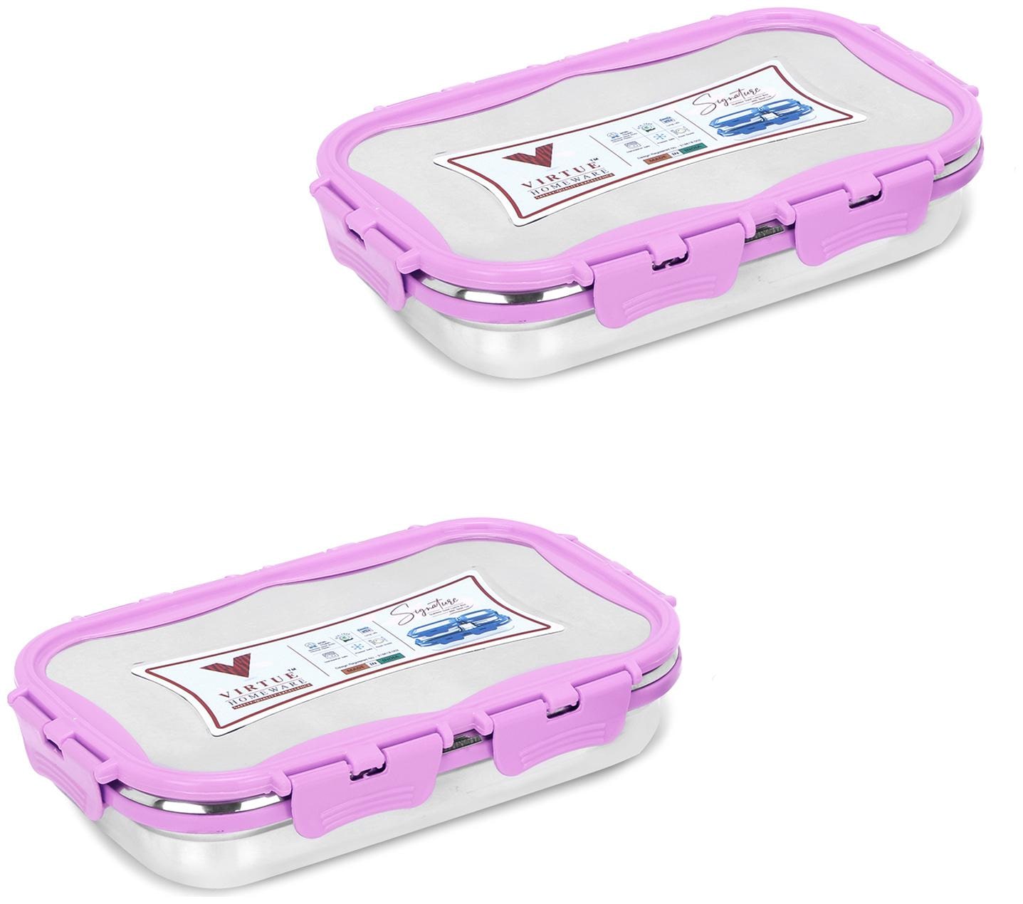 

Virtue Homeware Stainless Steel Lunch Box Set -2 Pink Containers(700ml each)Lunch Box