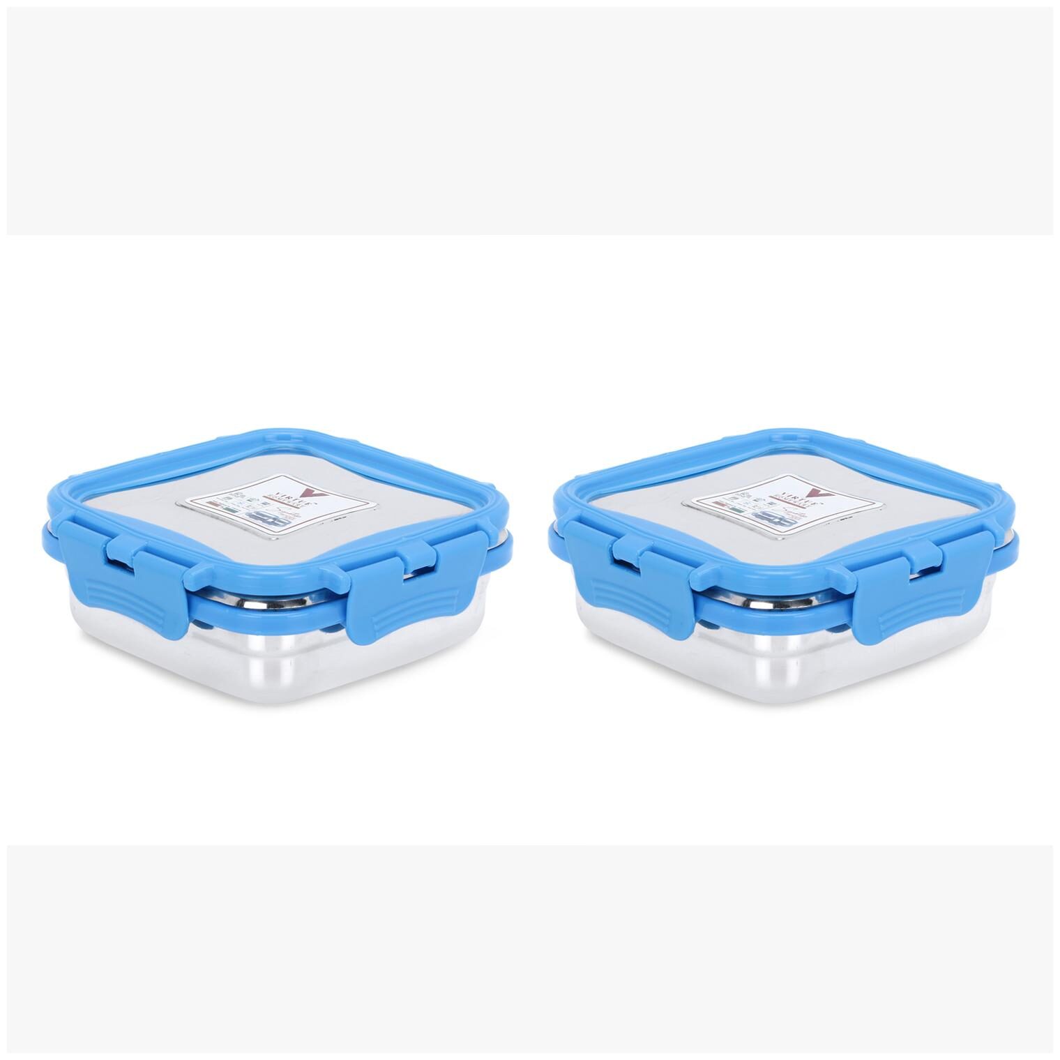 

Virtue Homeware Stainless Steel Lunch Box Set -2 Blue Containers(330ml each)Lunch Box