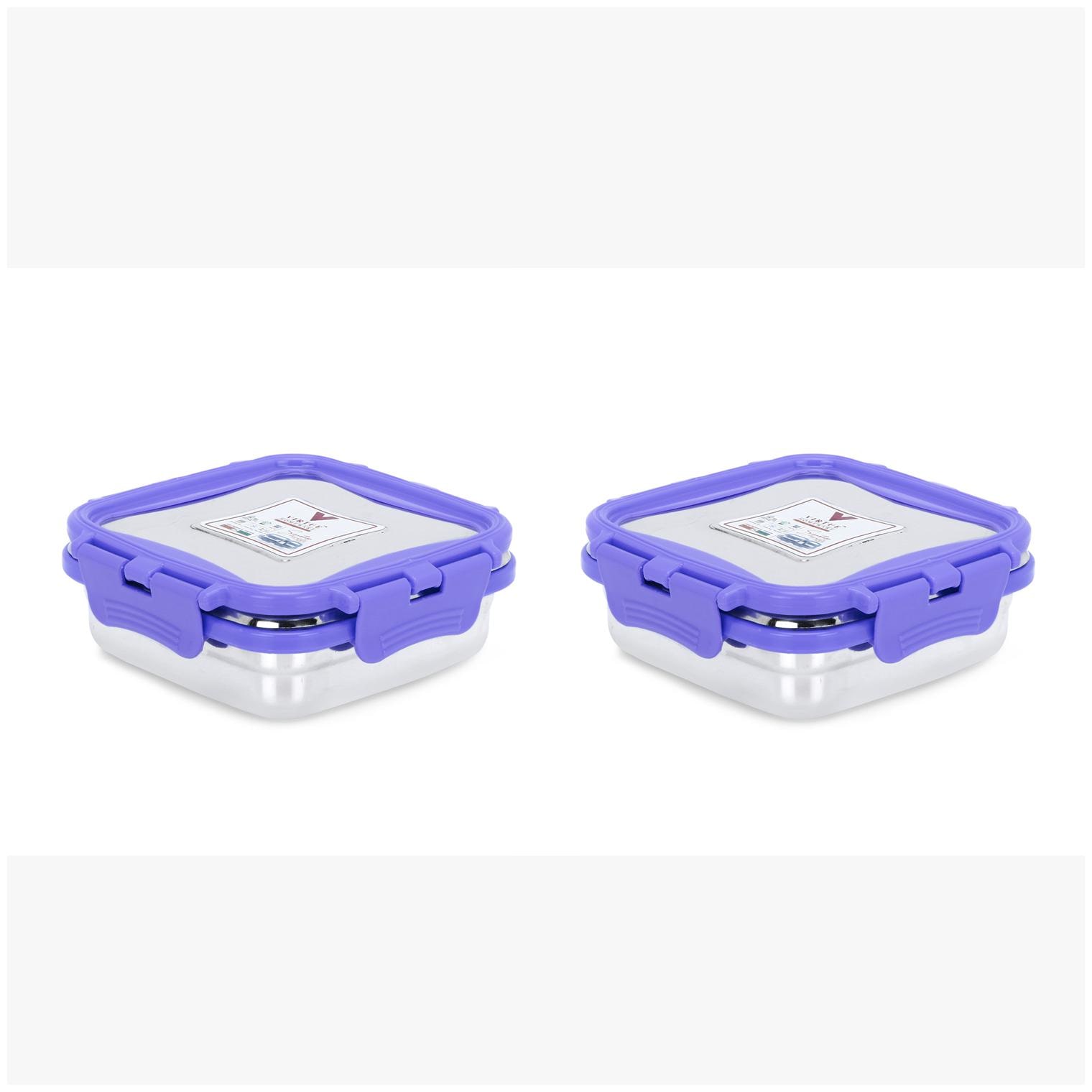 

Virtue Homeware Stainless Steel Lunch Box Set -2 Violet Containers(330ml each)Lunch Box