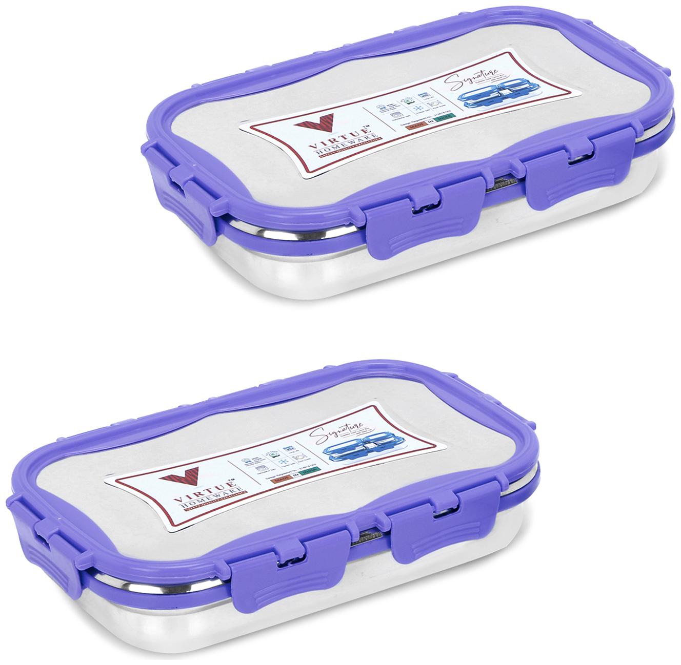 

Virtue Homeware Stainless Steel Lunch Box Set -2 Violet Containers(700ml each)Lunch Box