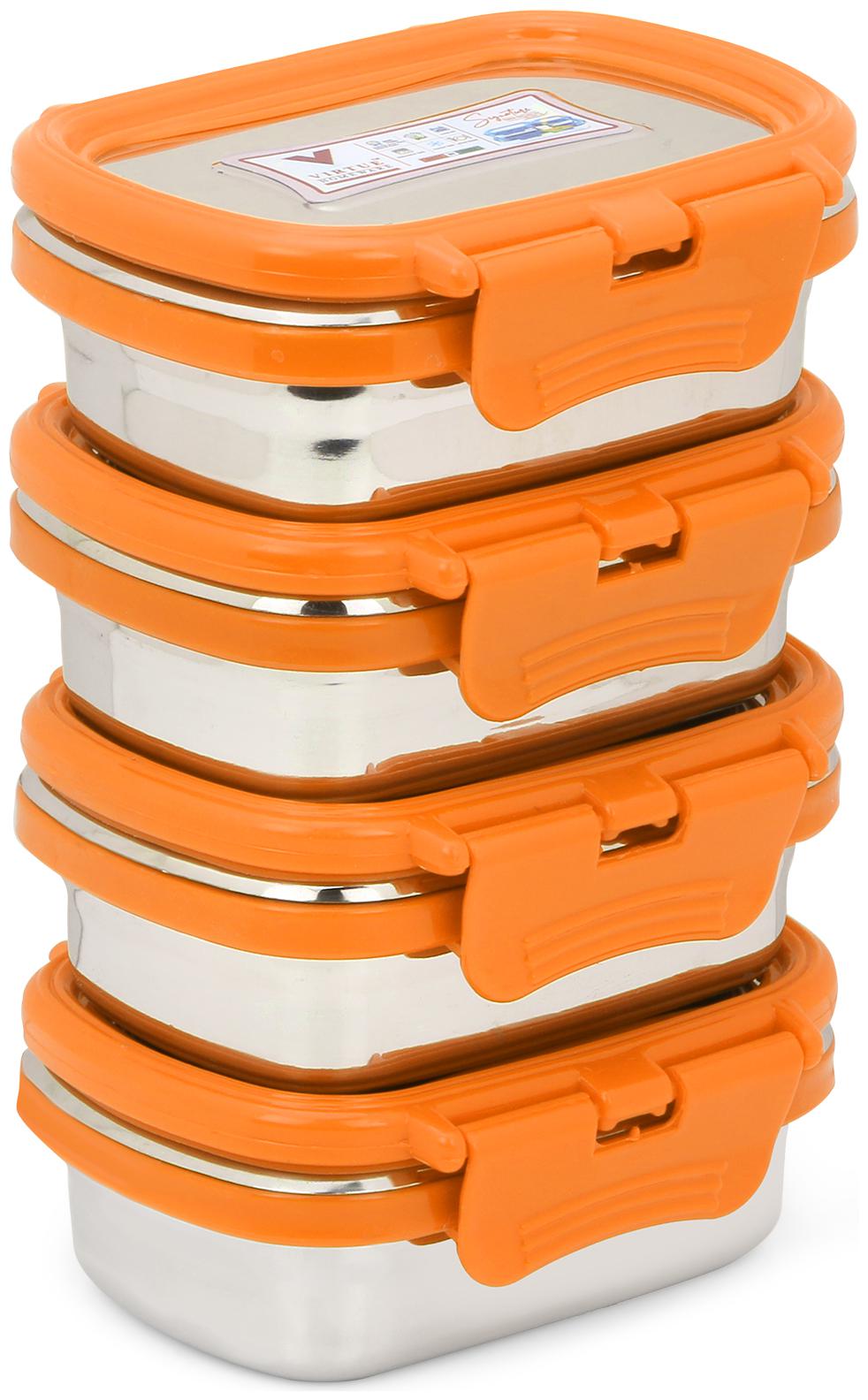

VIRTUE HOMEWARE Orange 4 Containers Lunch box ( Set of 4 150 ml )