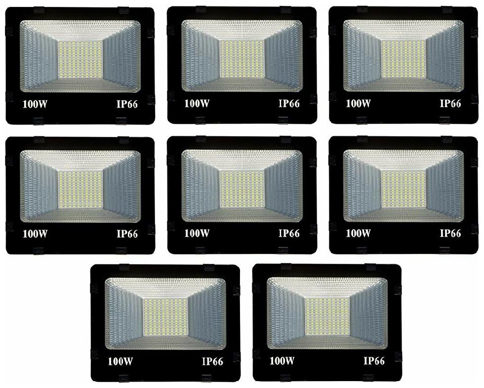 

VIYASHA 100 Watt Ultra Thin Slim Ip66 LED Flood Outdoor Light Cool White Waterproof- 100W PACK OF 8