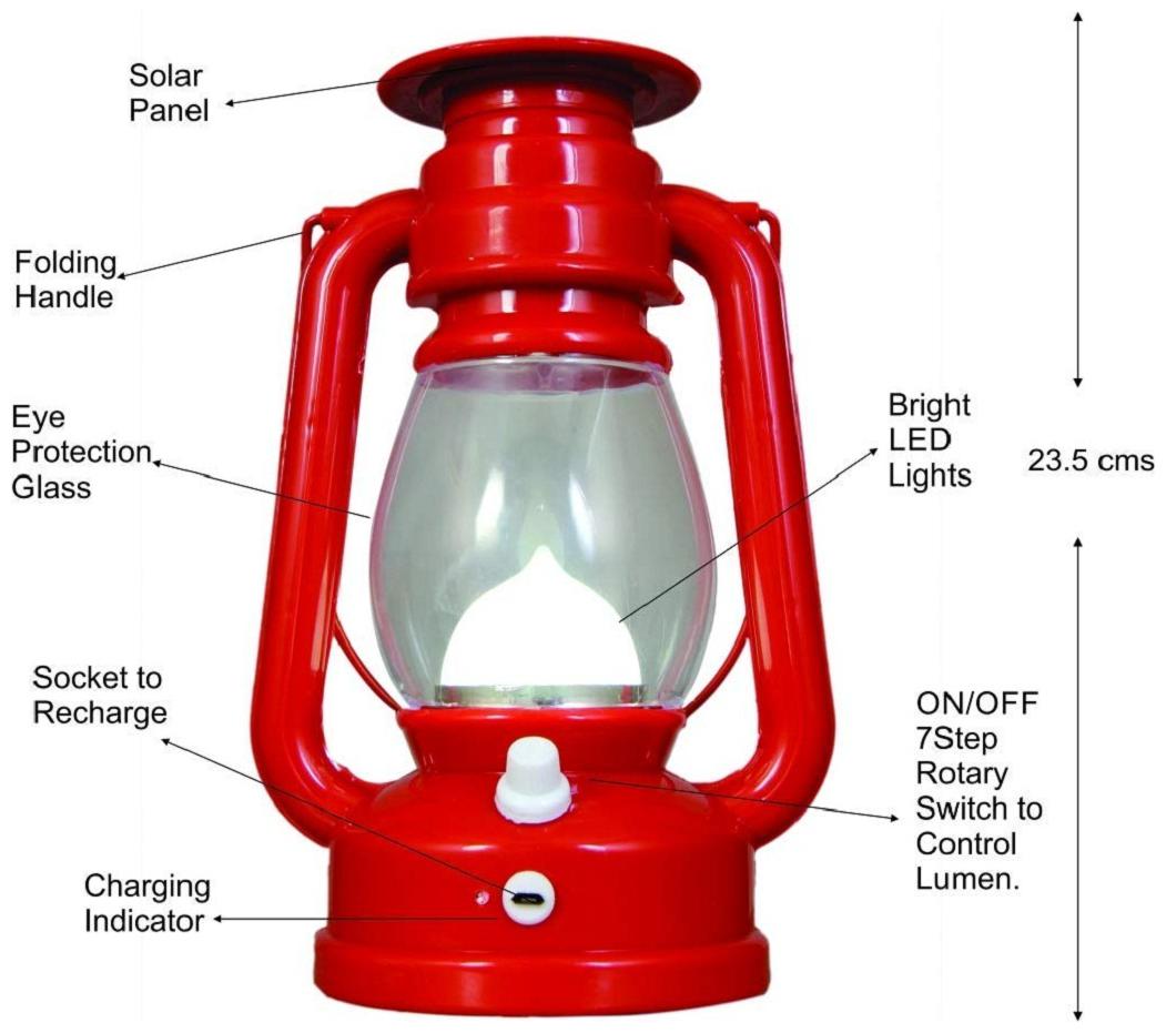 

Vonc Red Hi Bright LED With Night Lamp Solar Rechargeable Emergency Light (Pack of 1)