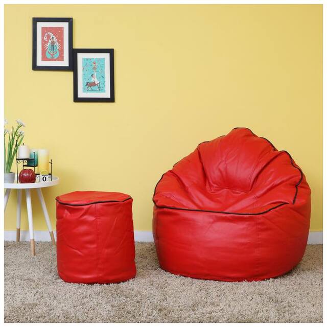 VSK Combo XXXL Sofa Mudda Bean Bag Cover with Round Footrest/Puffy (Without Beans)
