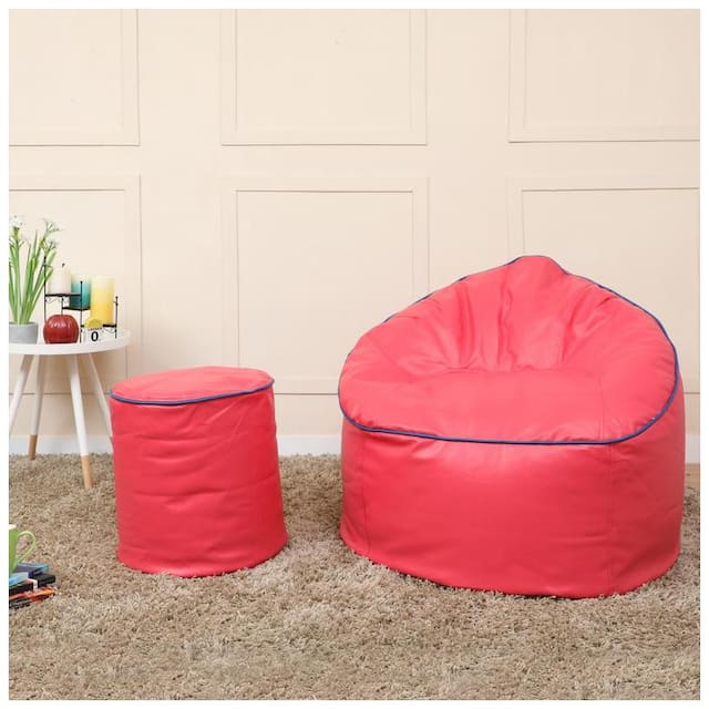 VSK Combo XXXL Sofa Mudda Bean Bag Cover with Round Footrest/Puffy (Without Beans)