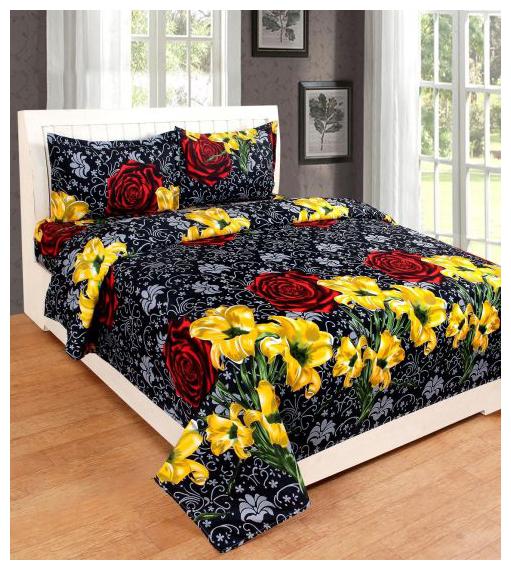 

Vsquare Cotton Floral Double Size Bedsheet 140 TC ( 1 Bedsheet With 2 Pillow Covers Multi )