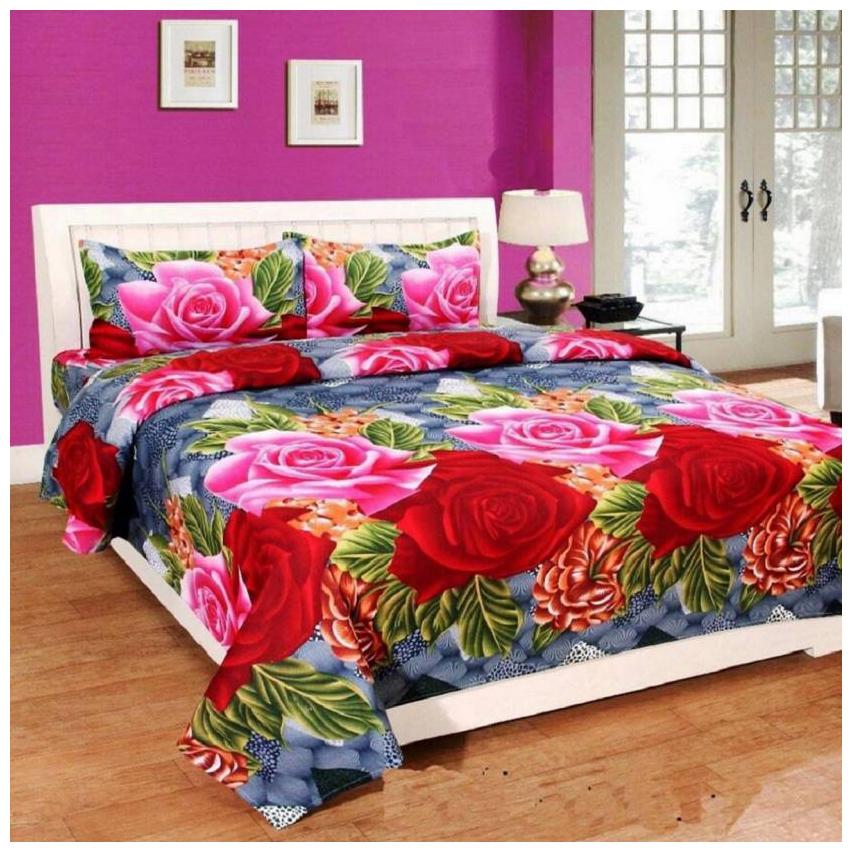 

Vsquare Cotton Floral Double Size Bedsheet 140 TC ( 1 Bedsheet With 2 Pillow Covers Multi )